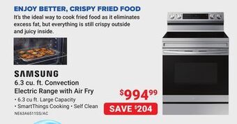 Visions Electronics Samsung 6.3 cu. ft. convection electric range with air fry offer