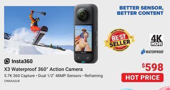 Visions Electronics Insta360 x3 waterproof 360° action camera offer