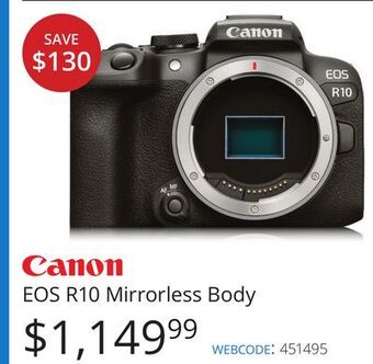 Vistek Canon eos r10 mirrorless body offer
