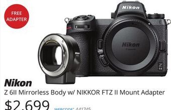 Vistek Nikon mirrorless body w/nikkor ftz ii mount adapter offer