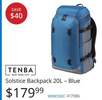 Vistek Tenba solstice backpack 20l – blue offer