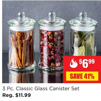 Kitchen Stuff Plus 3 pc. classic glass canister set offer