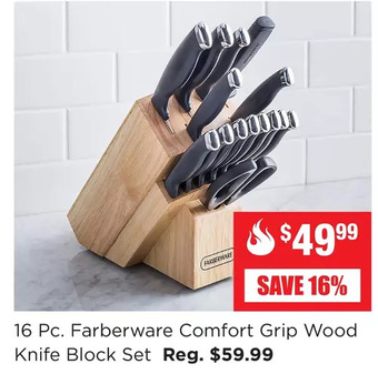 Kitchen Stuff Plus 16 pc. farberware comfort grip wood knife block set offer