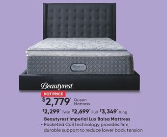 Sleep Country Beautyrest imperial lux balsa mattress offer
