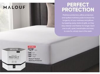 Sleep Country Malouf® protect mattress protector offer