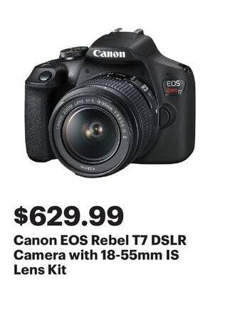 Best Buy Canon EOS rebel T7 DSLR camera with 18-55mm IS lens kit offer