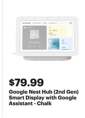 Best Buy Google nest hub (2nd gen) smart display with google assistant chalk offer