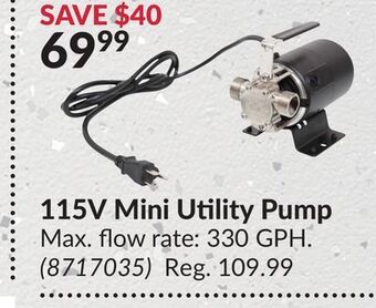 Princess Auto 115v mini utility pump offer
