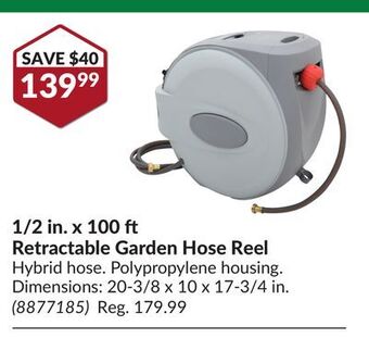 Princess Auto 1/2 in. x 100 ft retractable garden hose reel offer
