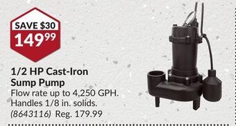 Princess Auto 1/2 hp cast-iron sump pump offer