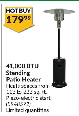 Princess Auto 41, 000 btu standing patio heater offer