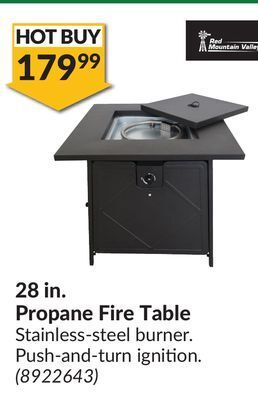 Princess Auto 28 in. propane fire table offer
