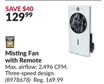 Princess Auto Misting fan with remote offer