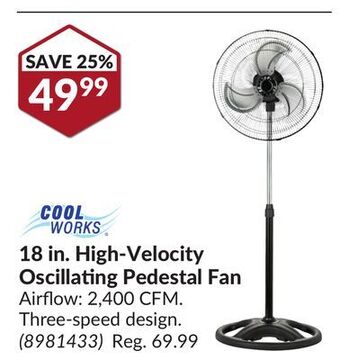 Princess Auto 18 in. high-velocity oscillating pedestal fan offer