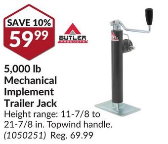 Princess Auto 5,000 lb mechanical implement trailer jack offer