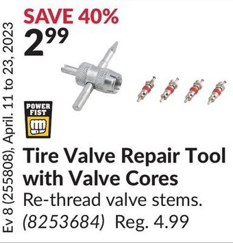 Princess Auto Tire valve repair tool with valve cores offer