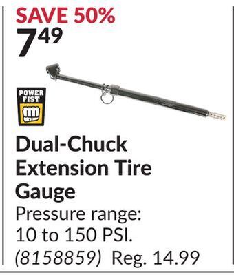 Princess Auto Dual-chuck extension tire gauge offer