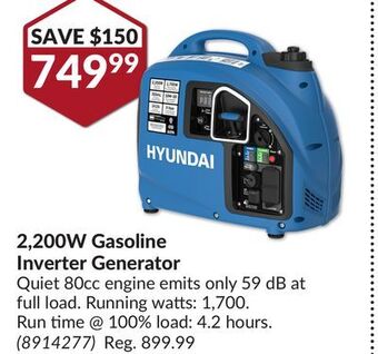 Princess Auto 2,200w gasoline inverter generator offer