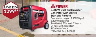 Princess Auto 3, 800w dual-fuel inverter generator offer