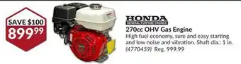 Princess Auto 270cc ohv gas engine offer