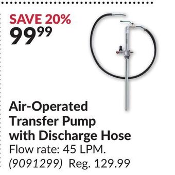 Princess Auto Air-operated transfer pump with discharge hose offer
