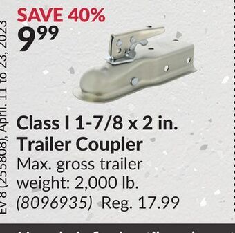 Princess Auto Class i 1-7/8 x 2 in. trailer coupler offer
