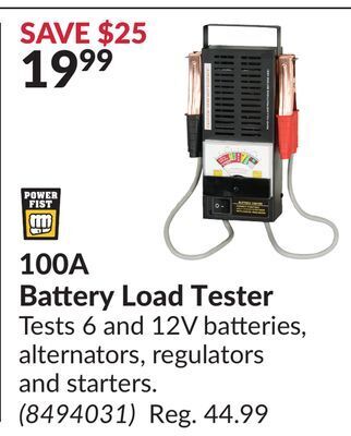 Princess Auto 100a battery load tester offer