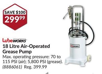 Princess Auto 18 litre air-operated grease pump offer