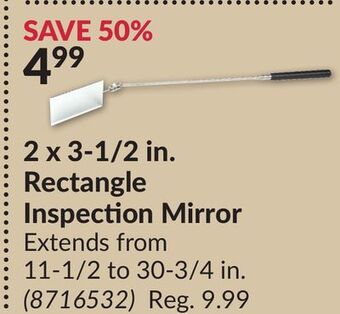 Princess Auto 2 x 3-1/2 in. rectangle inspection mirror offer