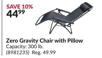 Princess Auto Zero gravity chair with pillow offer