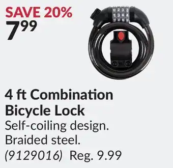 Princess Auto 4 ft combination bicycle lock offer