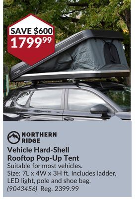 Princess Auto Vehicle hard-shell rooftop pop-up tent offer
