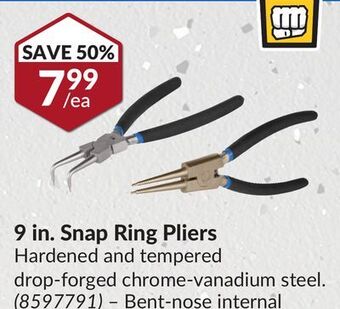 Princess Auto 9 in. snap ring pliers offer