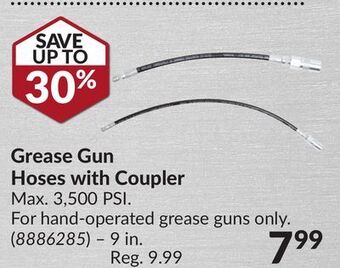 Princess Auto 9 in. grease gun hoses with coupler offer