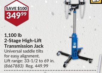 Princess Auto 1,100 lb 2-stage high-lift transmission jack offer