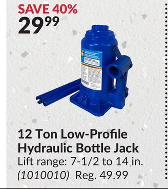Princess Auto 12 ton low-profile hydraulic bottle jack offer