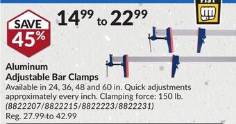 Princess Auto Aluminum adjustable bar clamps offer