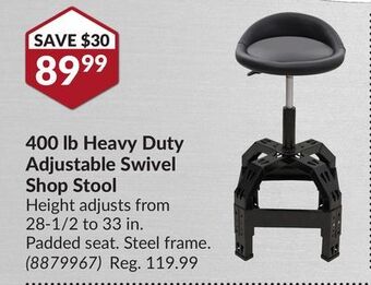 Princess Auto 400 lb heavy duty adjustable swivel shop stool offer