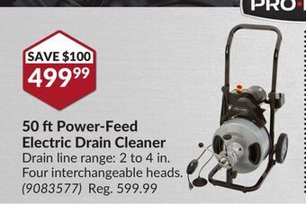 Princess Auto 50 ft power-feed electric drain cleaner offer