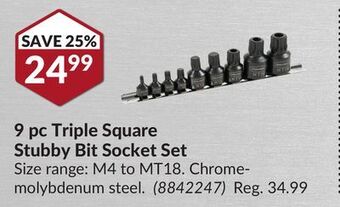 Princess Auto 9 pc triple square stubby bit socket set offer