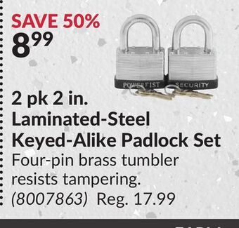 Princess Auto 2 pk 2 in. laminated-steel keyed-alike padlock set offer