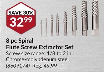 Princess Auto 8 pc spiral flute screw extractor set offer