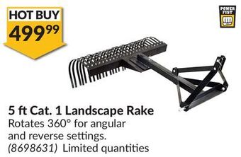 Princess Auto 5 ft cat. 1 landscape rake offer