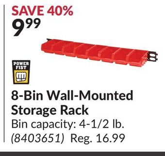 Princess Auto 8-bin wall-mounted storage rack offer