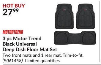 Princess Auto 3 pc motor trend black universal deep dish floor mat set offer