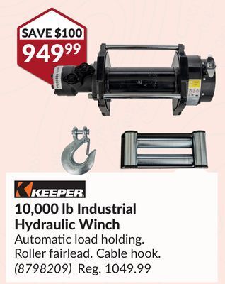 Princess Auto 10, 000 lb industrial hydraulic winch offer