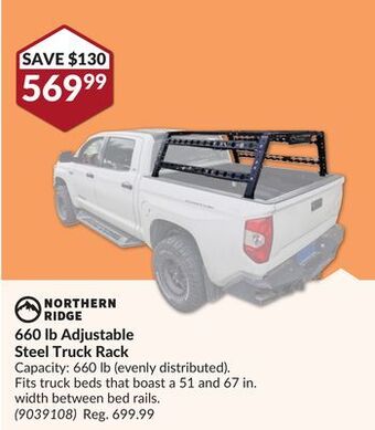 Princess Auto 660 lb adjustable steel truck rack offer