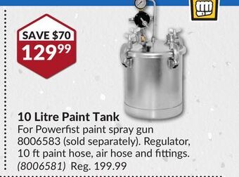 Princess Auto 10 litre paint tank offer