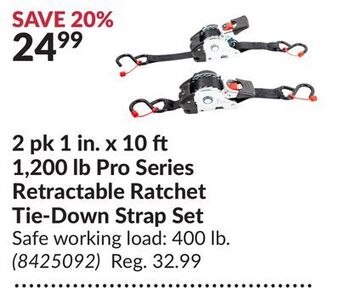 Princess Auto Pro series retractable ratchet tie-down strap set offer