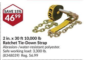 Princess Auto 2 in. x 30 ft 10,000 lb ratchet tie-down strap offer